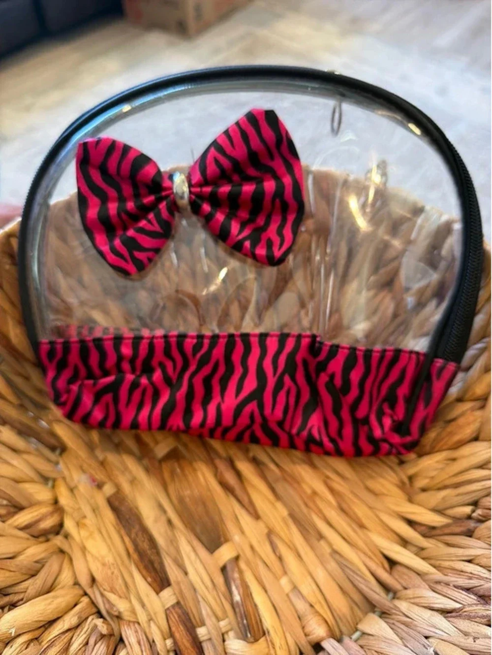 Set of 2 makeup bags.    One see through and smaller one fabric.